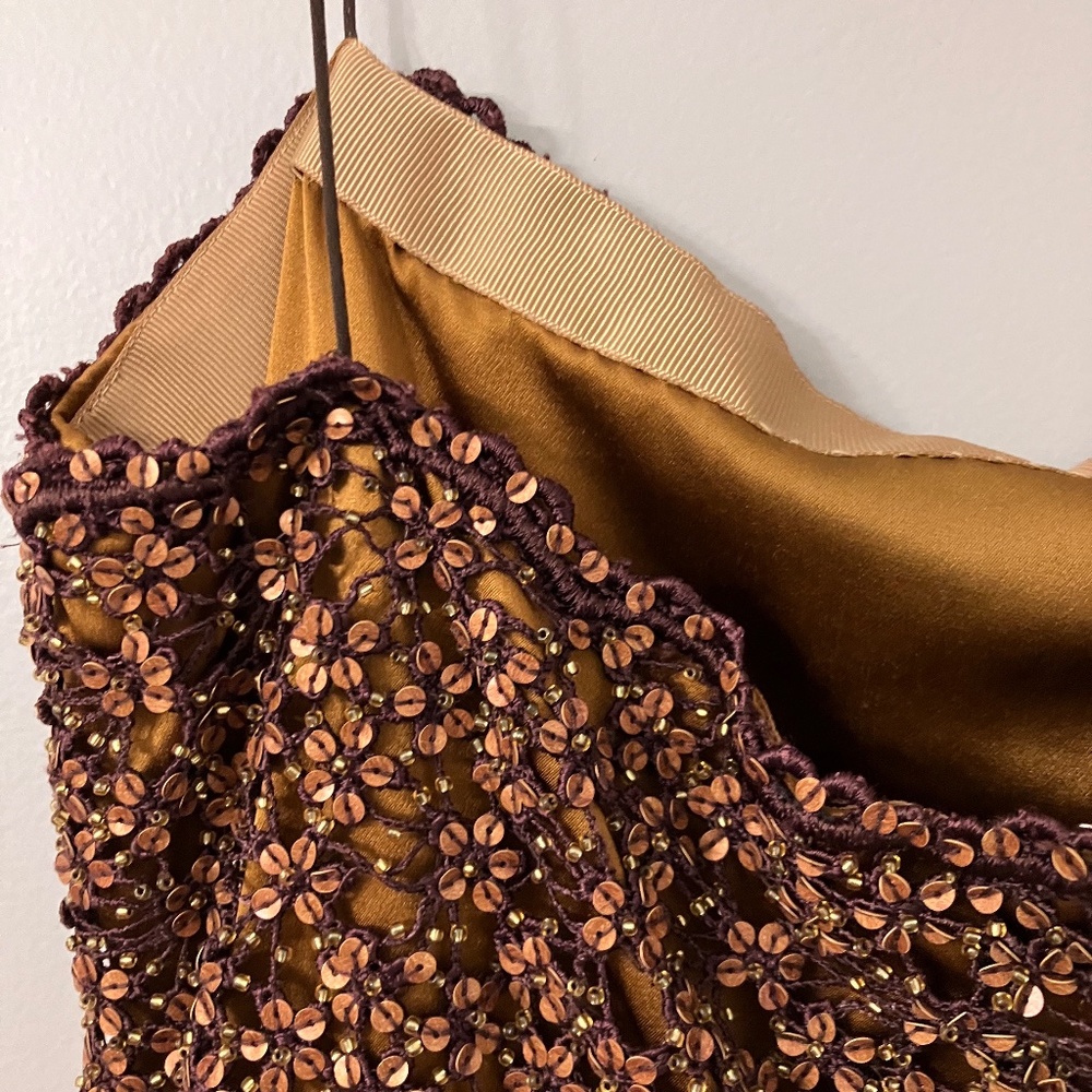 Badgley Mischka gold velvet beaded gown Vintage Y2K size 8 - Picture 8 of 15
